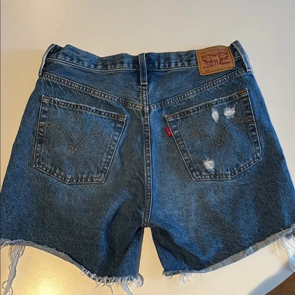 Levi's Blue Jean Shorts with Frayed Hem - Picture 1 of 6